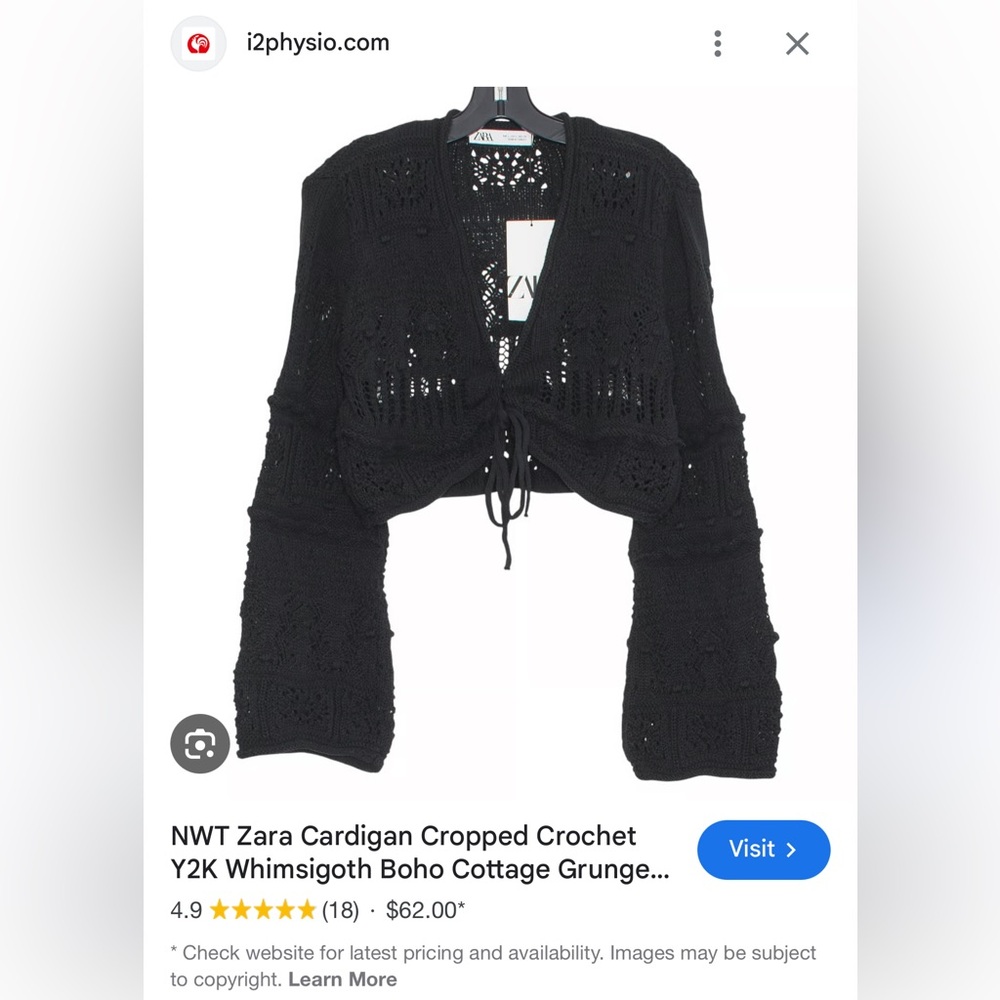 Zara Black Crochet Crop Top